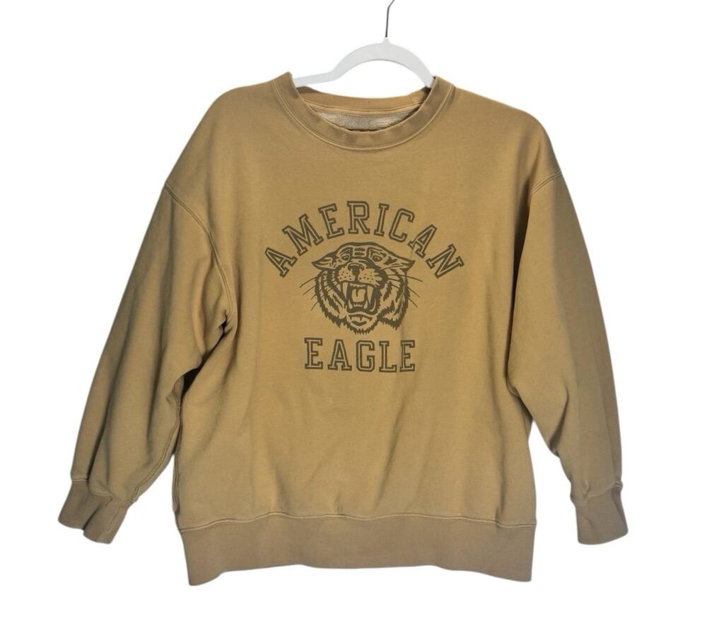 American Eagle Womens Tiger Graphic Crewneck Collegiate Campus Core Sweatshirt M